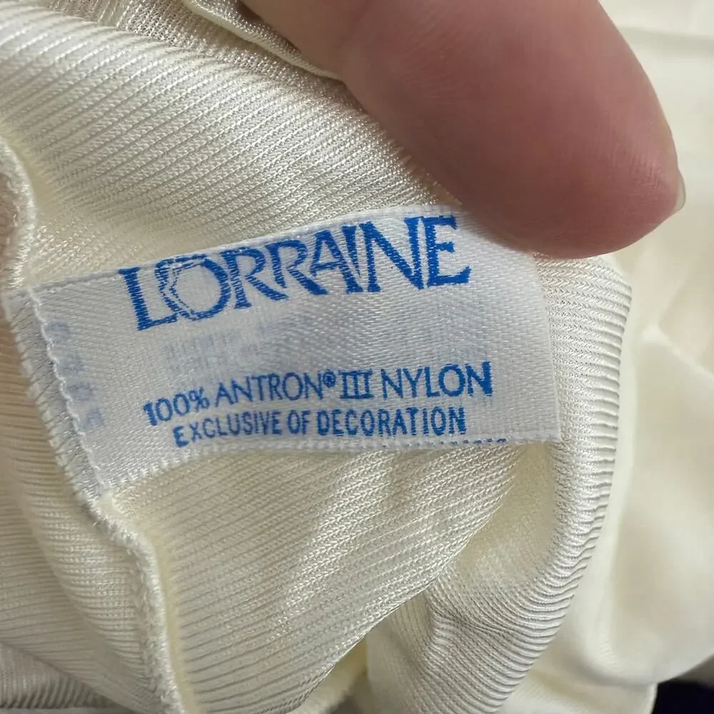 Vintage Lorraine Half Slip Nylon Ivory Lace Trim L Medium - Picture 4 of 6